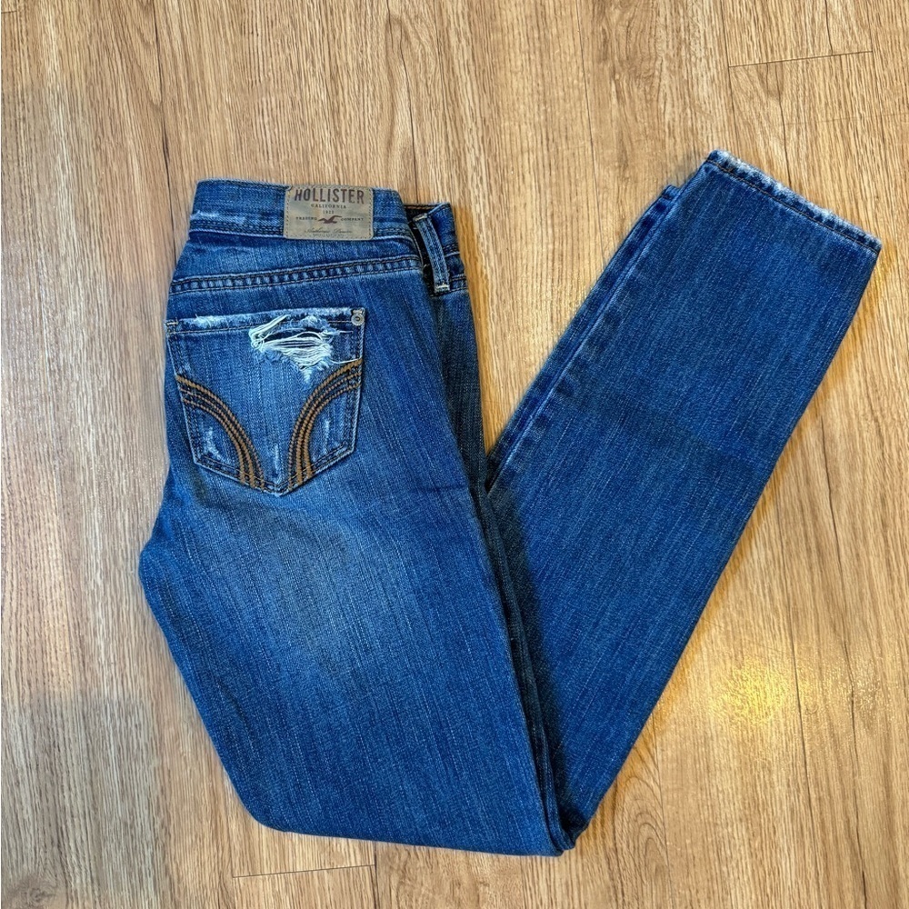Hollister straight leg distressed patch jeans Vintage y2k - Picture 3 of 10